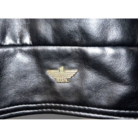 R.G.A. Mens Black Leather Jacket Size XL With Zip Closure & Polyester Lining - Picture 4 of 6